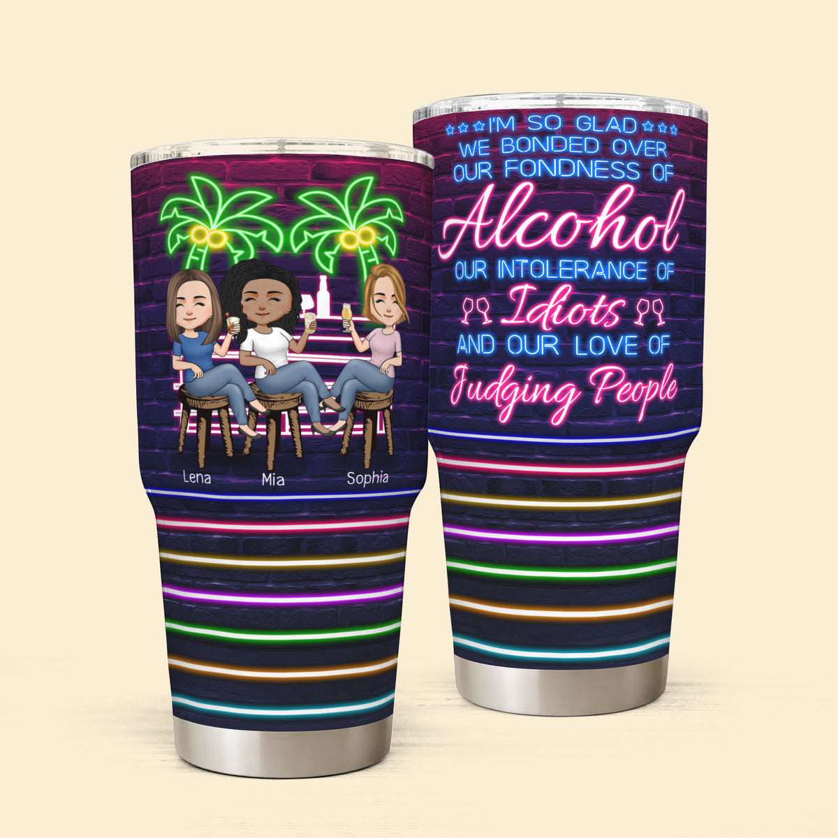 Bonding Over Alcohol - Personalized Tumbler Cup - Birthday Gift For  Besties, Soul Sisters, Sistas, Bff, Friends - Drinking Girls